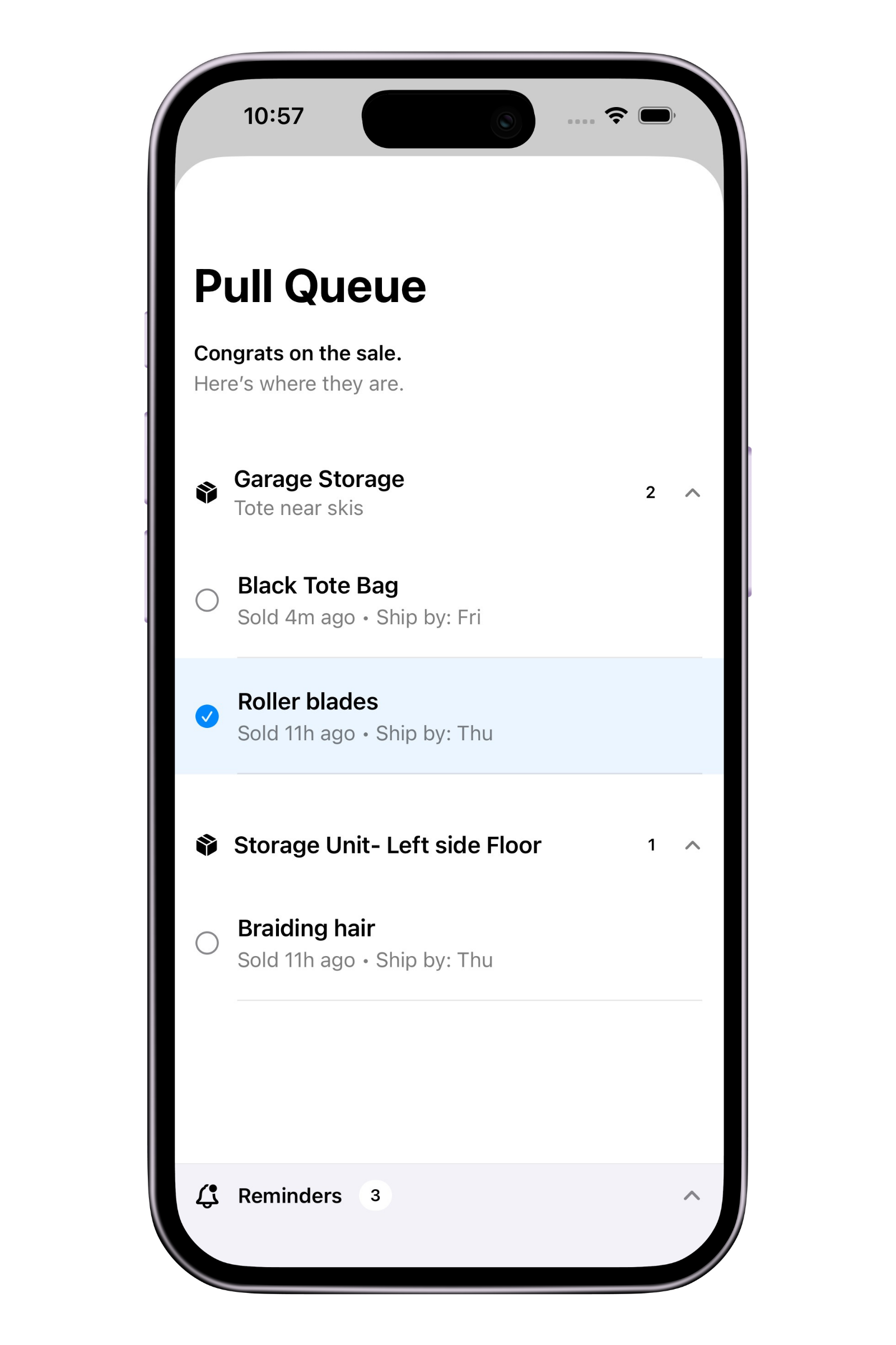 BluBin Pull Queue on iPhone